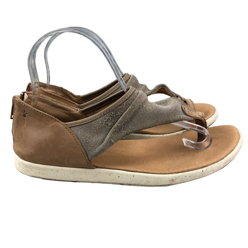 EMU Australia Women's Size 8-8.5** Yarra Tan Grey Toe Ring Back Zip Sandals
